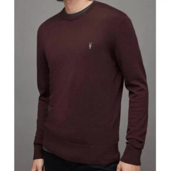 All Saints Men's Nomo Crewneck Sweater Wine Size XXL - Picture 1 of 10
